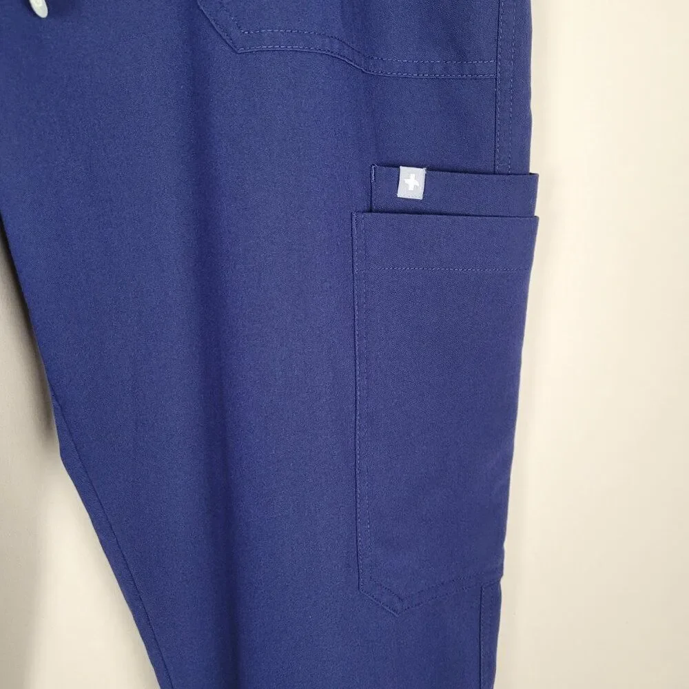 Figs Size XXL Tall Cairo Cargo Scrub Pants Straight Leg Elastic Waist Navy Blue